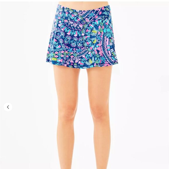 NWT Lilly Pulitzer Luxletic UPF 50+ Aila Skort Hyrdra Blue Dandy Lions Large - Picture 14 of 14